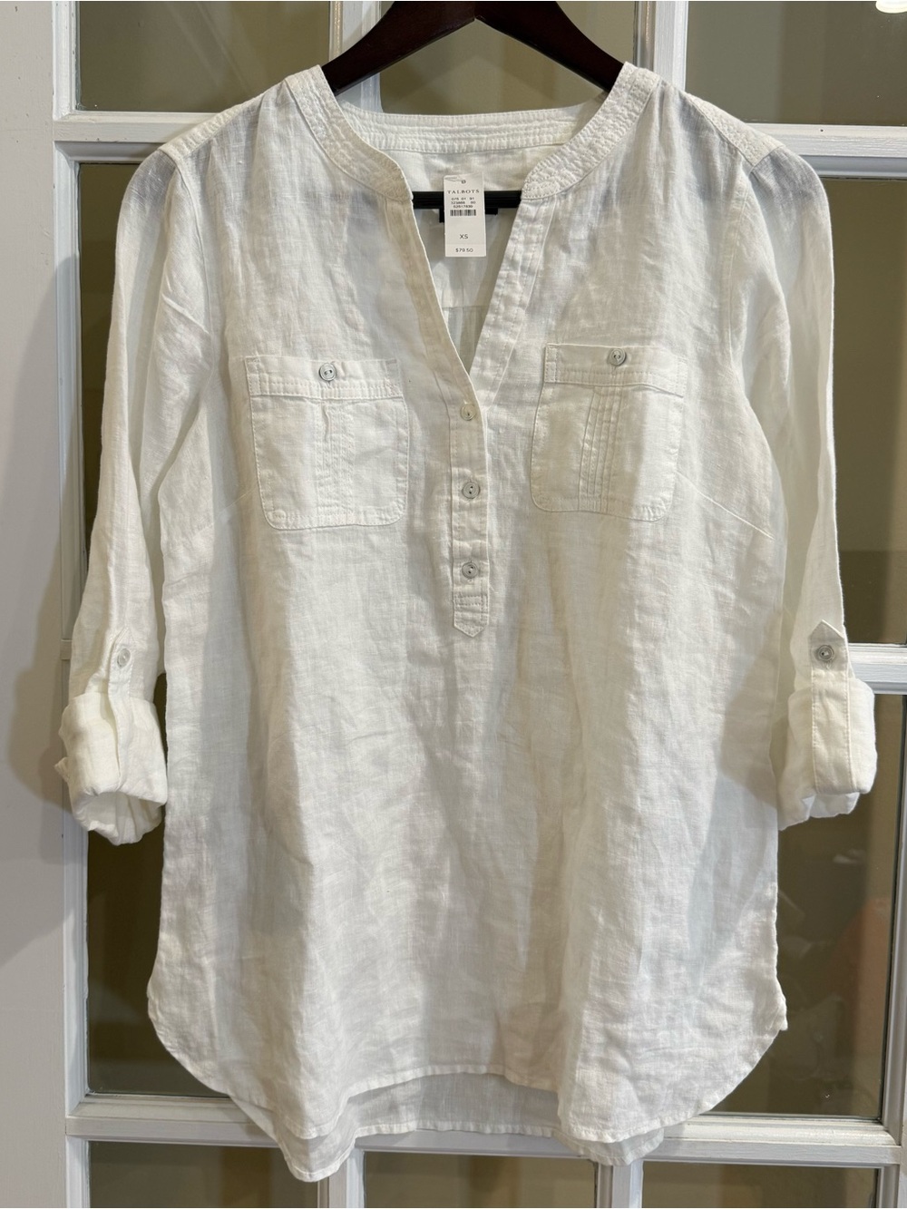 Talbots 100% Linen Camp Shirt/Popover White Women Size XS
NWT